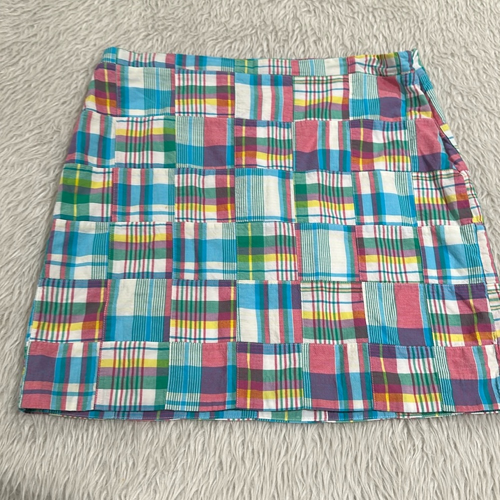 Talbots plaid multicolored patchwork knee skirt size 14